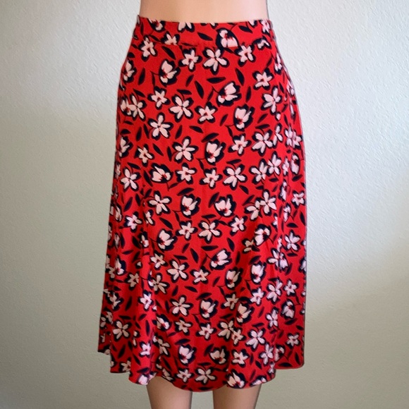 Who What Wear Red Midi A-line Floral Skirt‎ - Picture 1 of 6